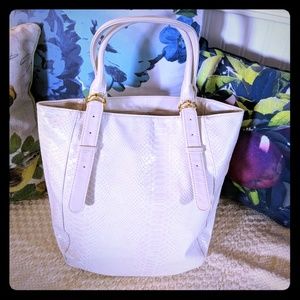 Estee Lauder snake embossed faux leather bag tote